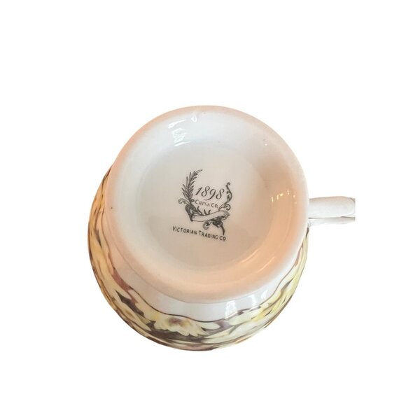 Victorian Trading Co July Teacup & Saucer Set Floral Design Bone China With Box - Picture 12 of 16